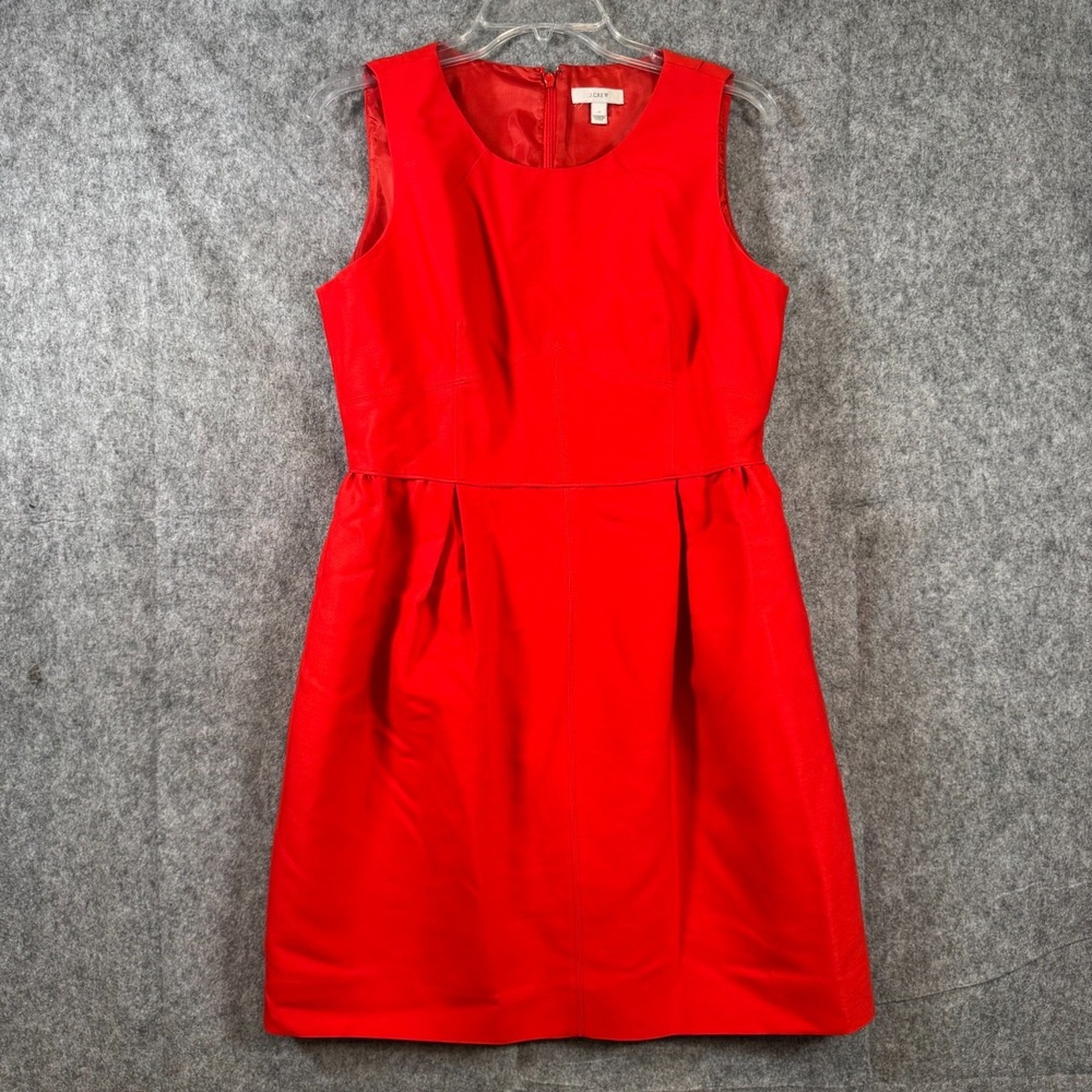 J Crew‎ Allie Sleeveless Wool Silk Dress Size 10 Red Shift Preppy Careerwear